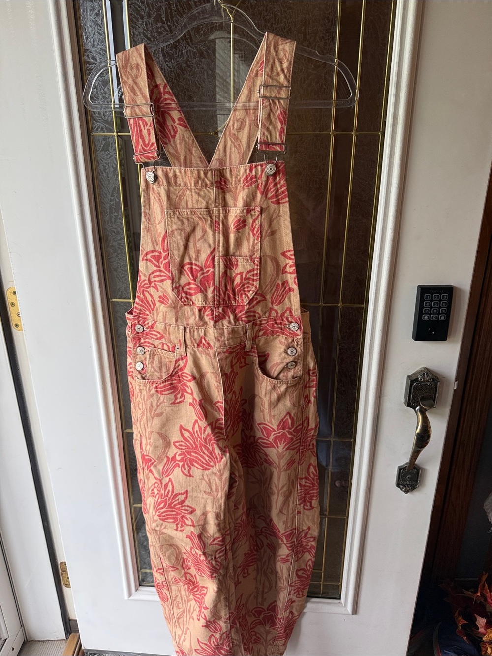 We The Free GOOD LUCK PRINTED OVERALLS ( RARE PRINT) Wallpaper floral! NWOT XS